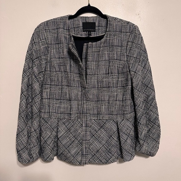 Banana Republic Tweed Zip Peplum Blazer size 14 - Picture 1 of 7